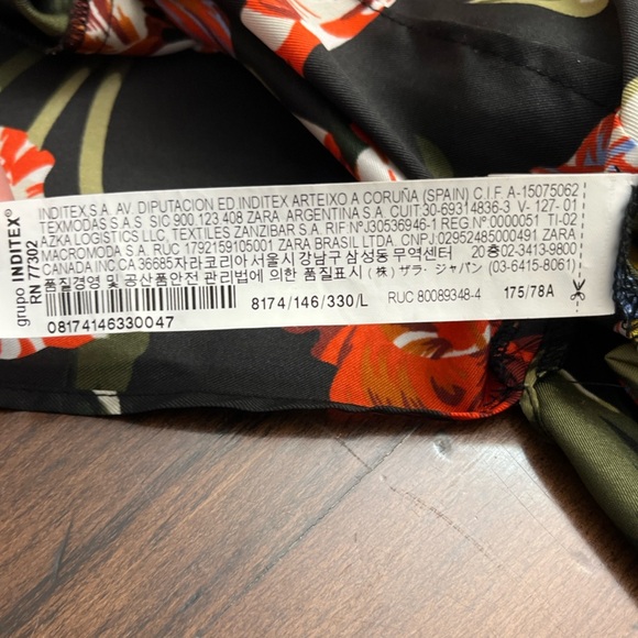 Zara Floral Midi Skirt Size Large Belted Satin Black Boho Chic Hippie Midi GUC - Picture 12 of 16